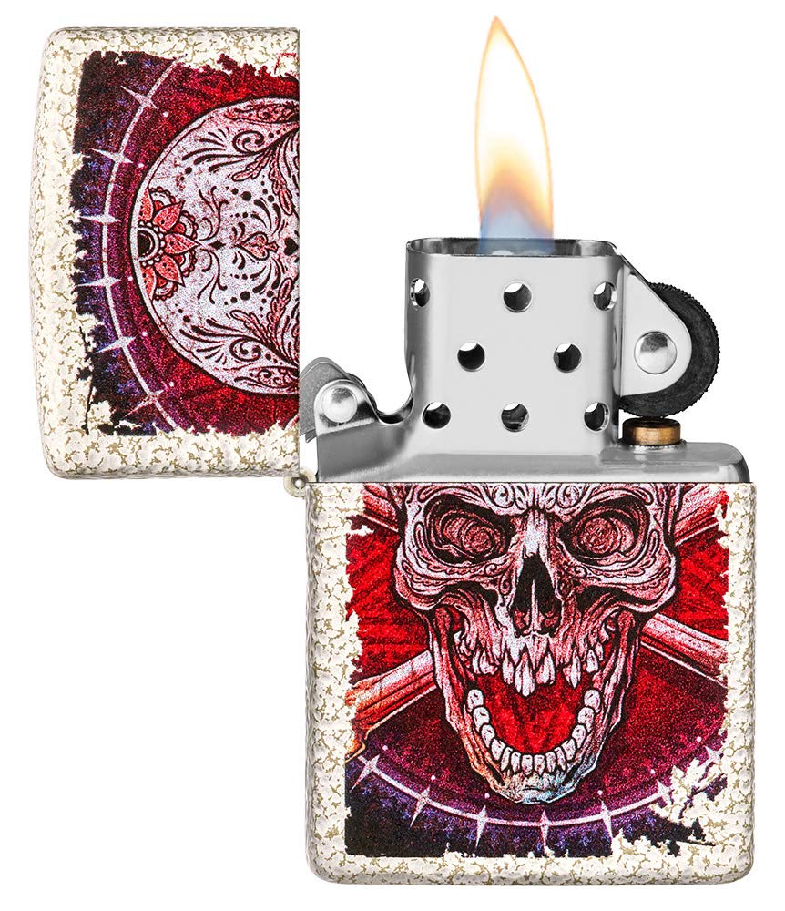 Zippo Sugar Skull Design Mercury Glass Pocket Lighter - Windproof Refillable Metal Lighter for Outdoor Camping, Hiking & Everyday Carry (ECL)
