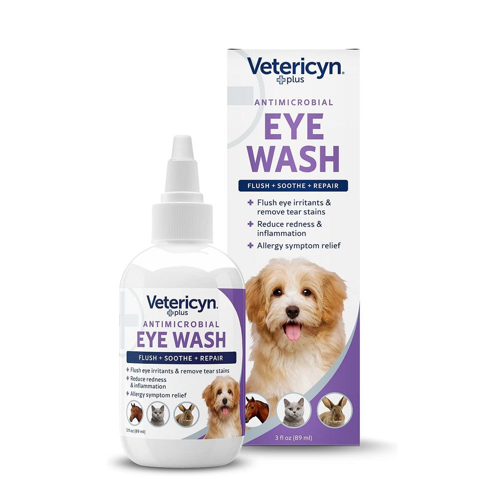 Antimicrobial Pet Eye Wash for Dogs & Cats - Gentle Tear Stain Remover & Eye Infection Treatment - Perfect for Daily Cleaning & Allergy Relief