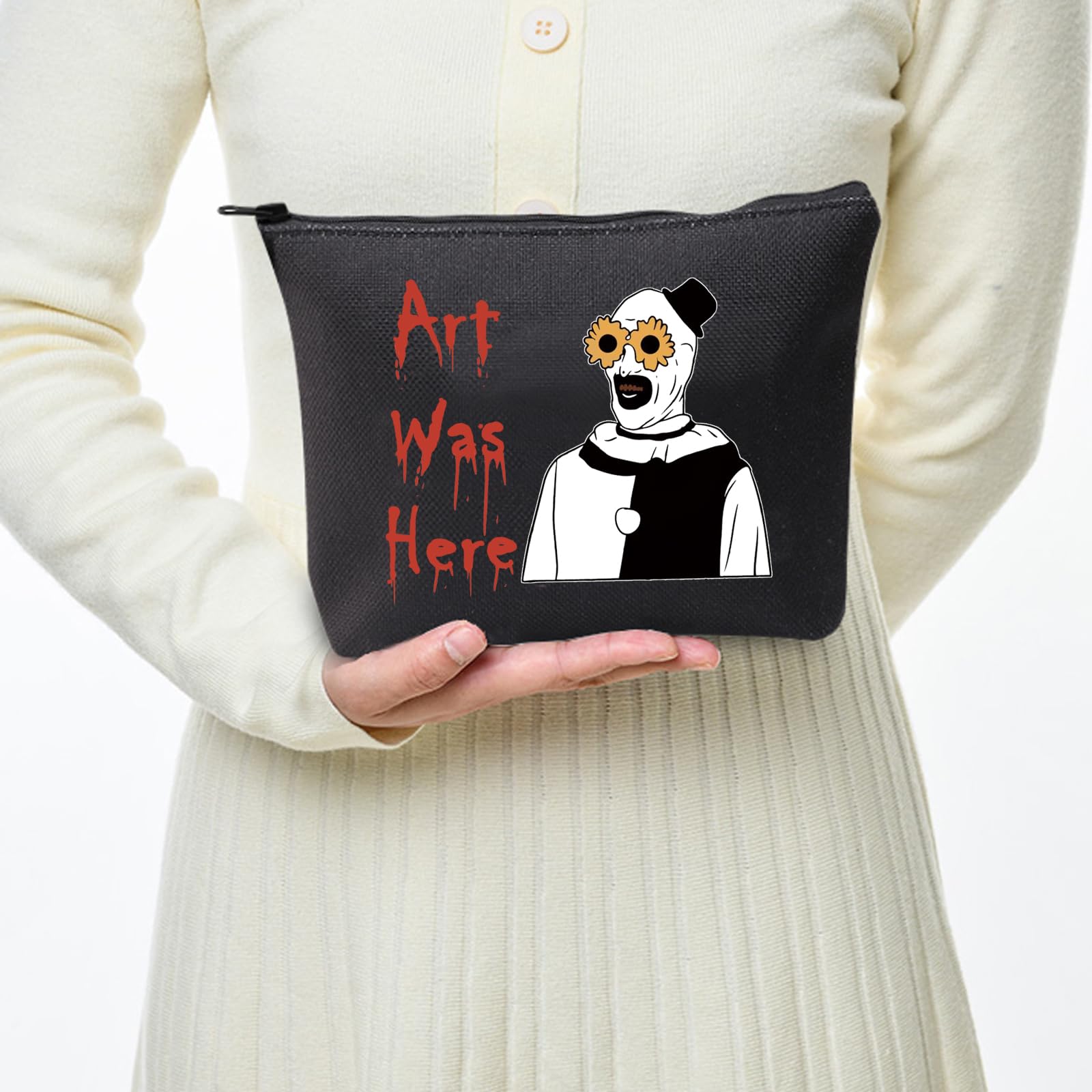 Horror Movie Lover Gift - Pennywise Themed Cosmetic Bag with Zipper - Halloween Clown Pouch - Perfect for Makeup Storage & Horror Fan Collections - Great for Halloween Parties & Movie Nights