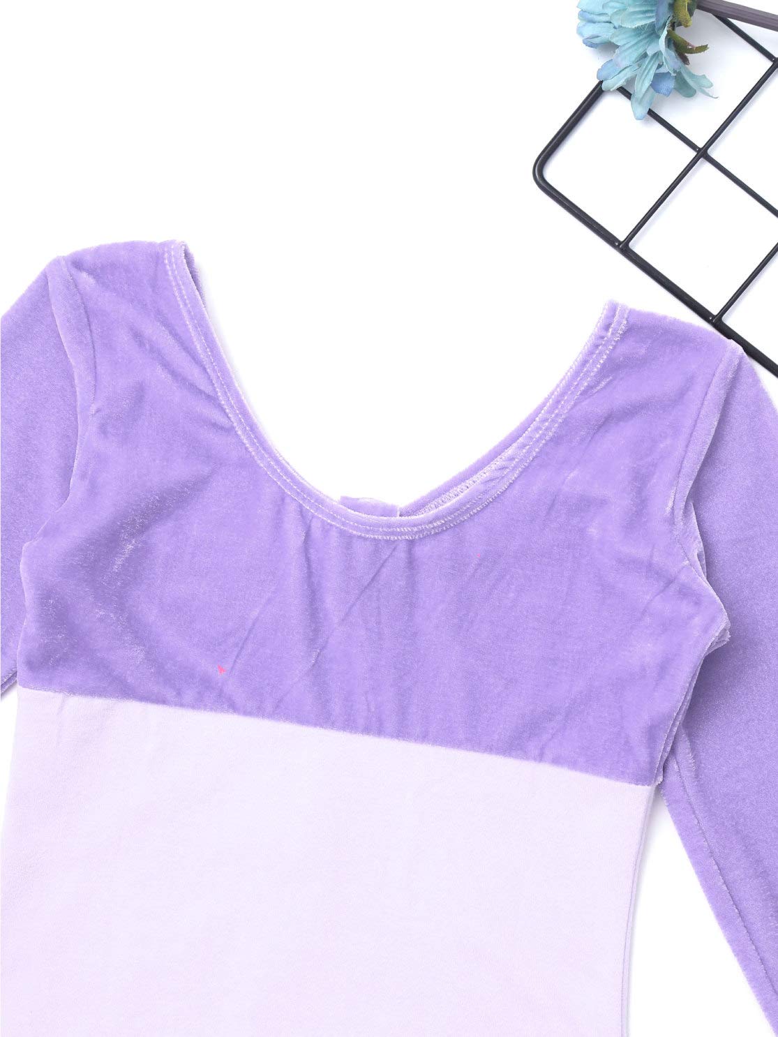 Girls Ballet Leotard Long Sleeve Velvet Dancewear - Gymnastics Bodysuit for Kids, Toddler Dance Costume - Perfect for Ballet Class, Recital, Competition & Performance