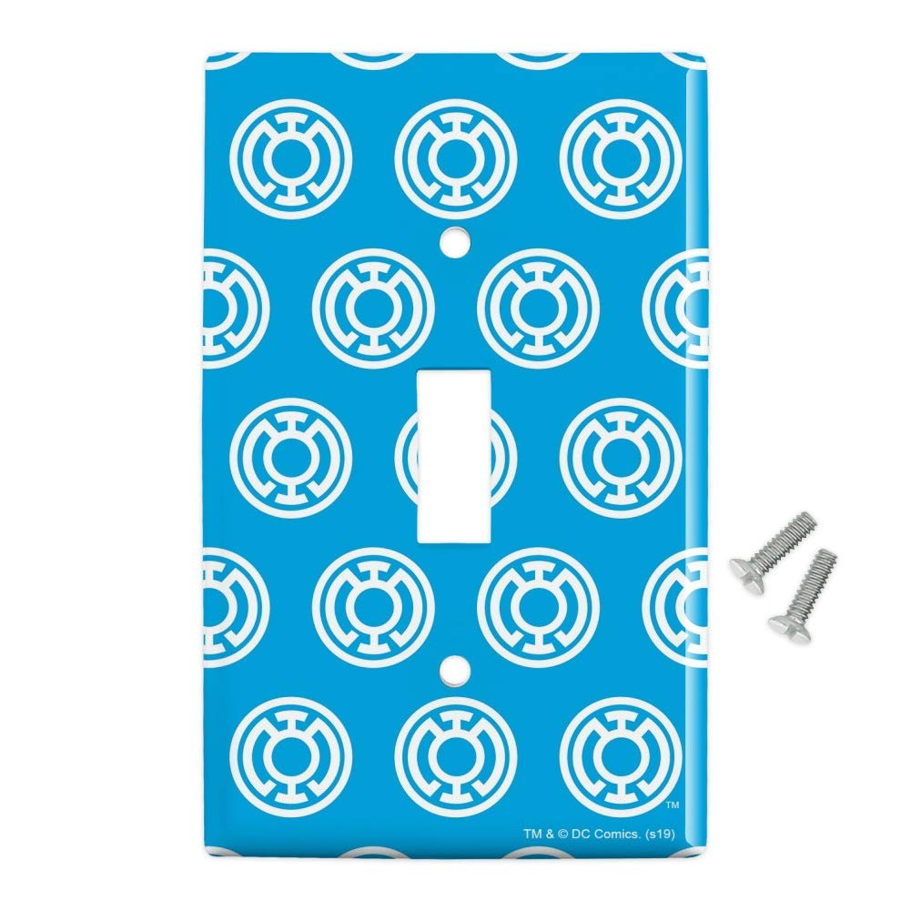 Green Lantern Blackest Night Blue Lantern Logo Plastic Wall Decor Light Switch Plate Cover - DC Comics Superhero Room Decor for Bedroom, Game Room & Collectors