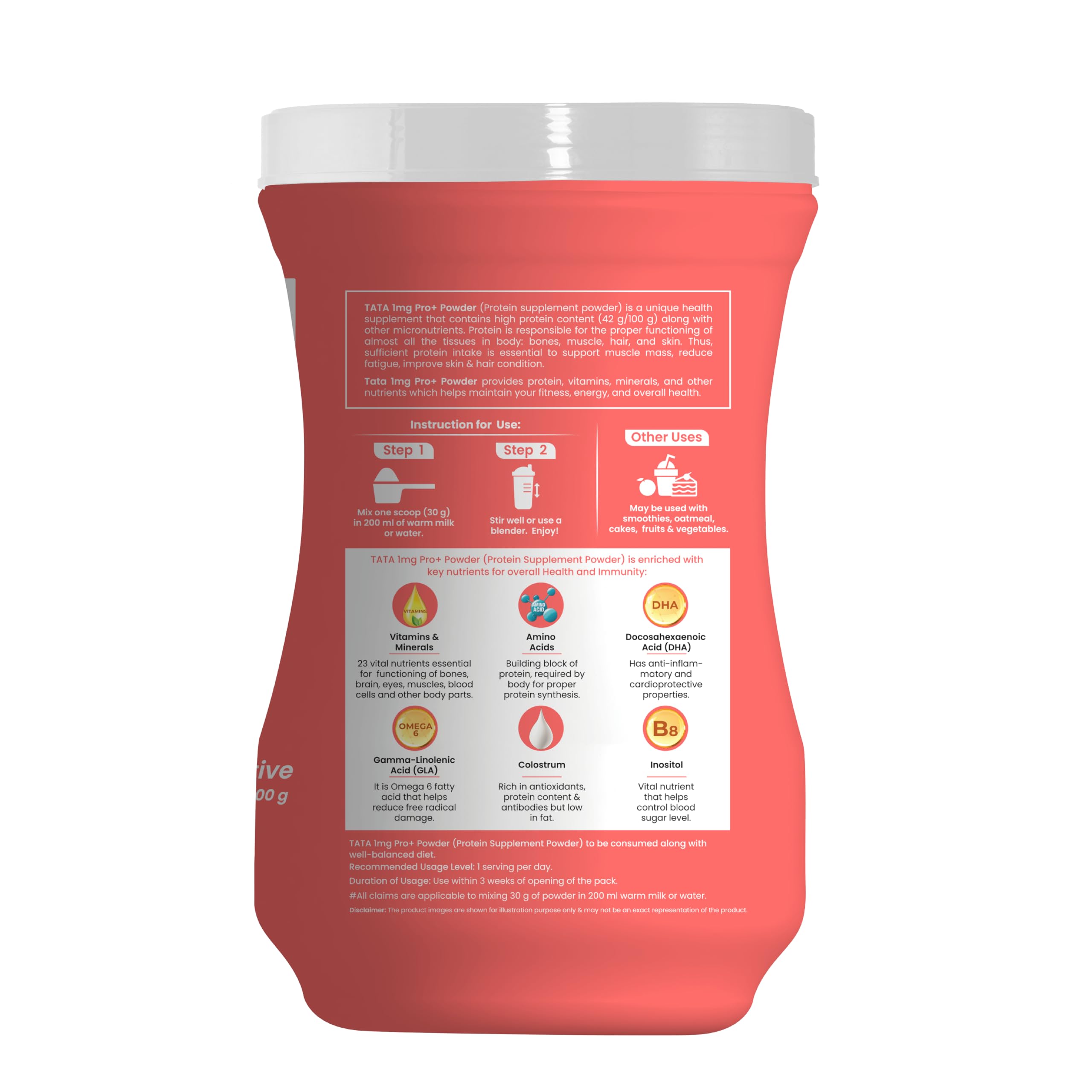 Tata 1mg Pro+ Soy Protein Powder - 23 Essential Nutrients for Muscle Growth, Bone Strength & Energy | Low Fat, No Added Sugar, Vanilla Flavor | Ideal for Post-Workout Recovery, Weight Management & Healthy Lifestyle