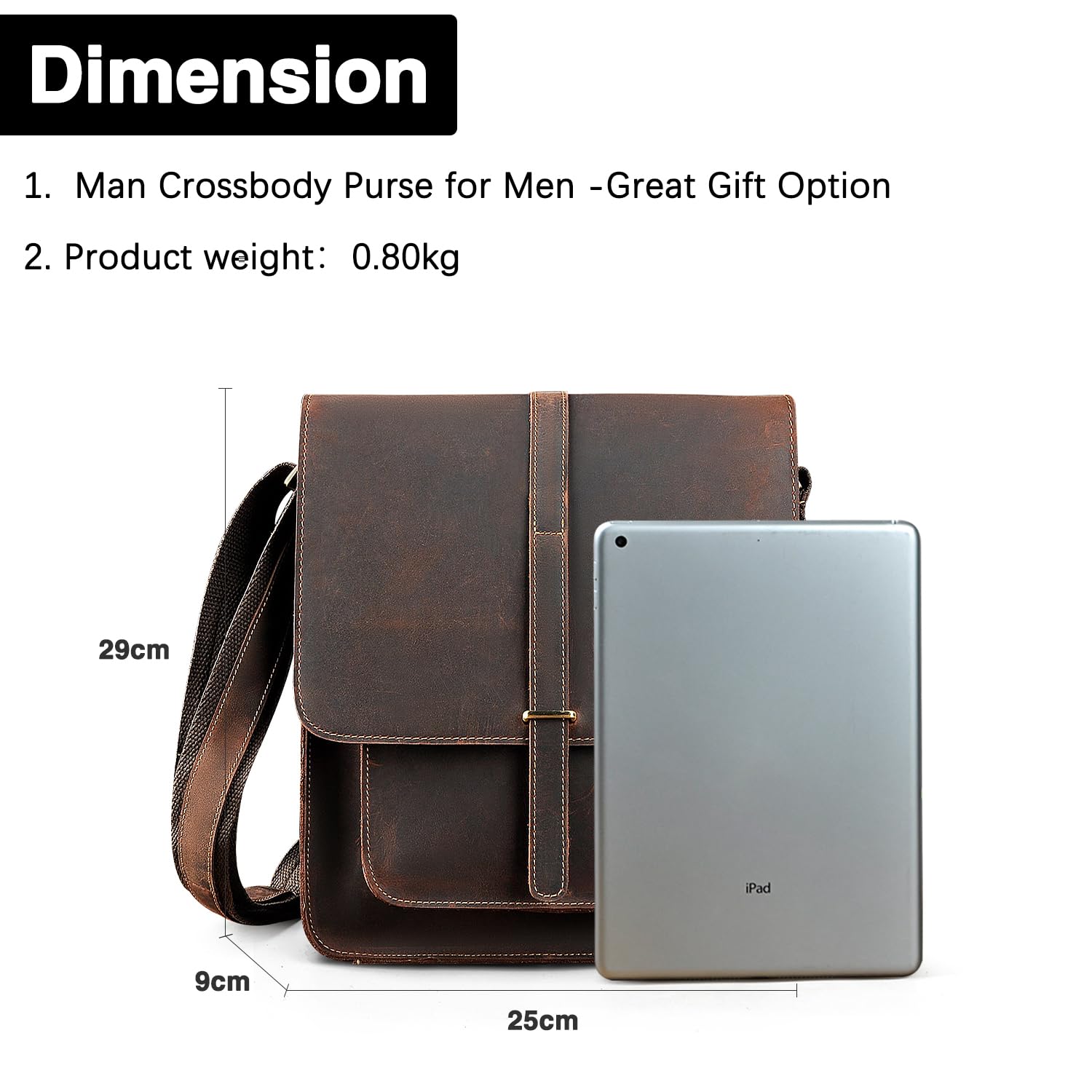 Waterproof Canvas & Genuine Leather Messenger Bag for Men - Durable Crossbody Tote with Adjustable Shoulder Strap - Perfect for Travel, Work & Daily Commute