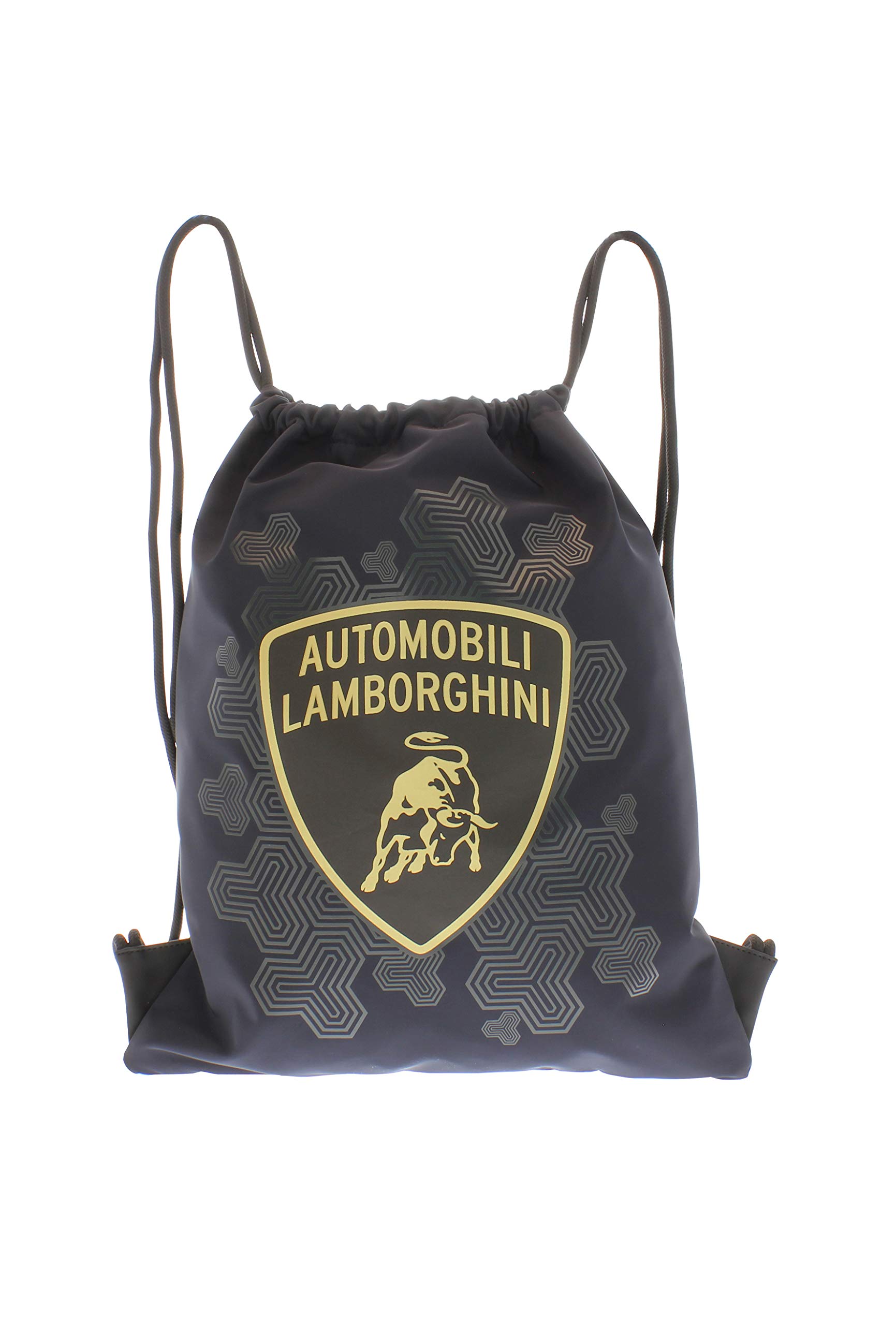 Lamborghini Logo Drawstring Backpack - Black Sports Gym Bag for Men & Women | Perfect for Workout, Travel, and School Backpack