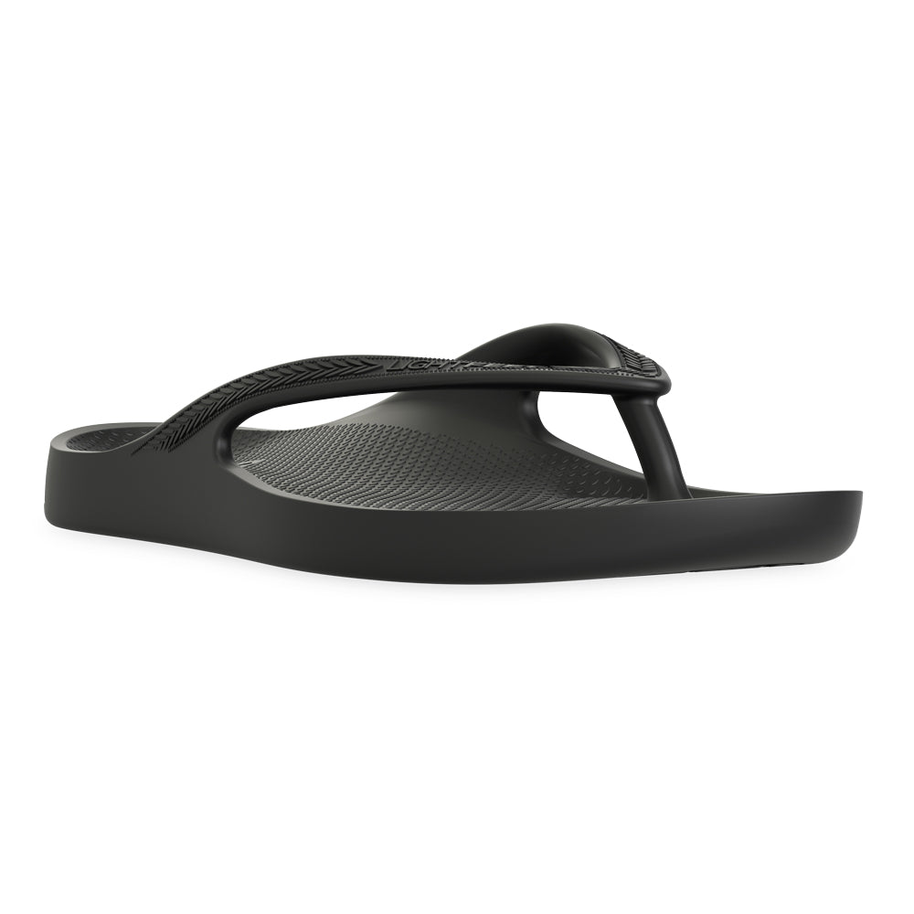 LightFeet Arch Support Flip Flops for Women & Men - Comfortable Orthopedic Sandals with Cushioning - Perfect for Beach, Pool, Travel & Everyday Wear - Black