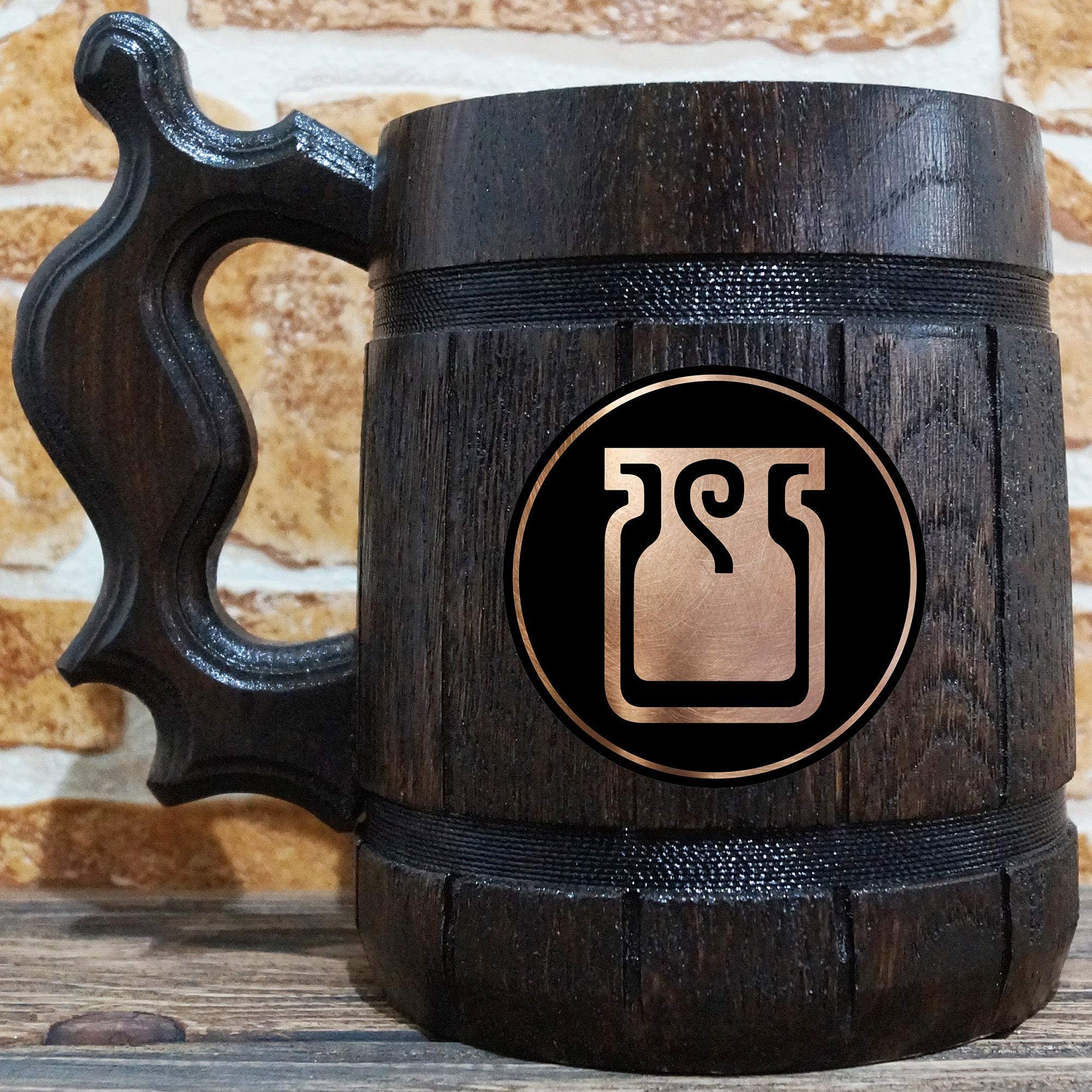 Custom Engraved Beer Mug - Personalized Wooden Tankard & Stein for Men - Unique Gamer Geek Gift for Dad, Father's Day, Anniversary & Wedding - Perfect for Home Bars, Game Nights & Special Occasions