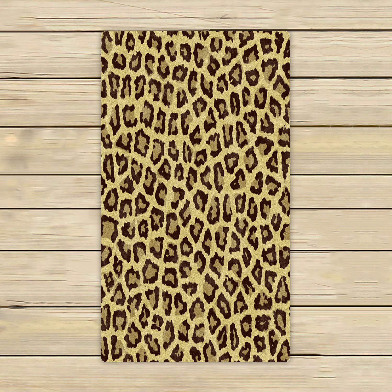 Premium Jaguar Leopard Print Beach Towel - Soft Black Spots on Yellow Background, 16x28 Inch Bath Towel for Swimming, Shower, Travel & Outdoor Activities | Quick-Dry, Absorbent & Lightweight for Pool, Beach, Gym & Home Use
