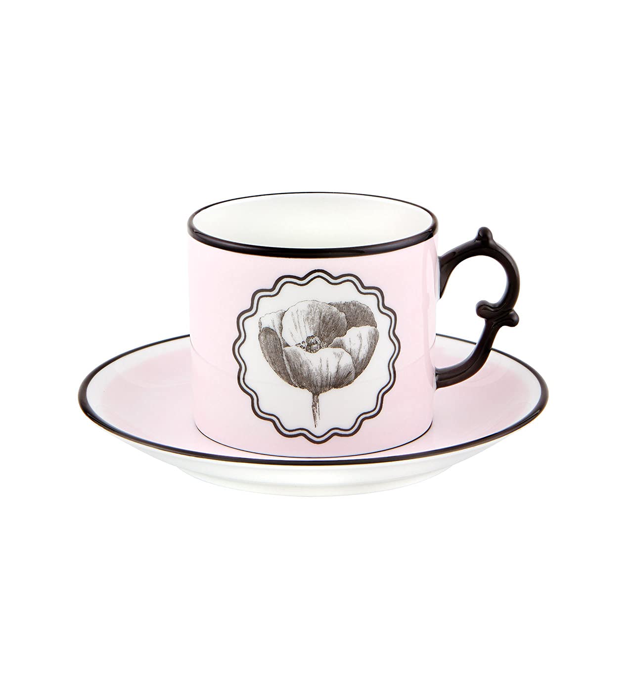 Christian Lacroix 21133513 Herbariae Pink Floral Tea Cup and Saucer Set - Elegant Porcelain Tea Set for Afternoon Tea, Bridal Shower, and Vintage Home Decor