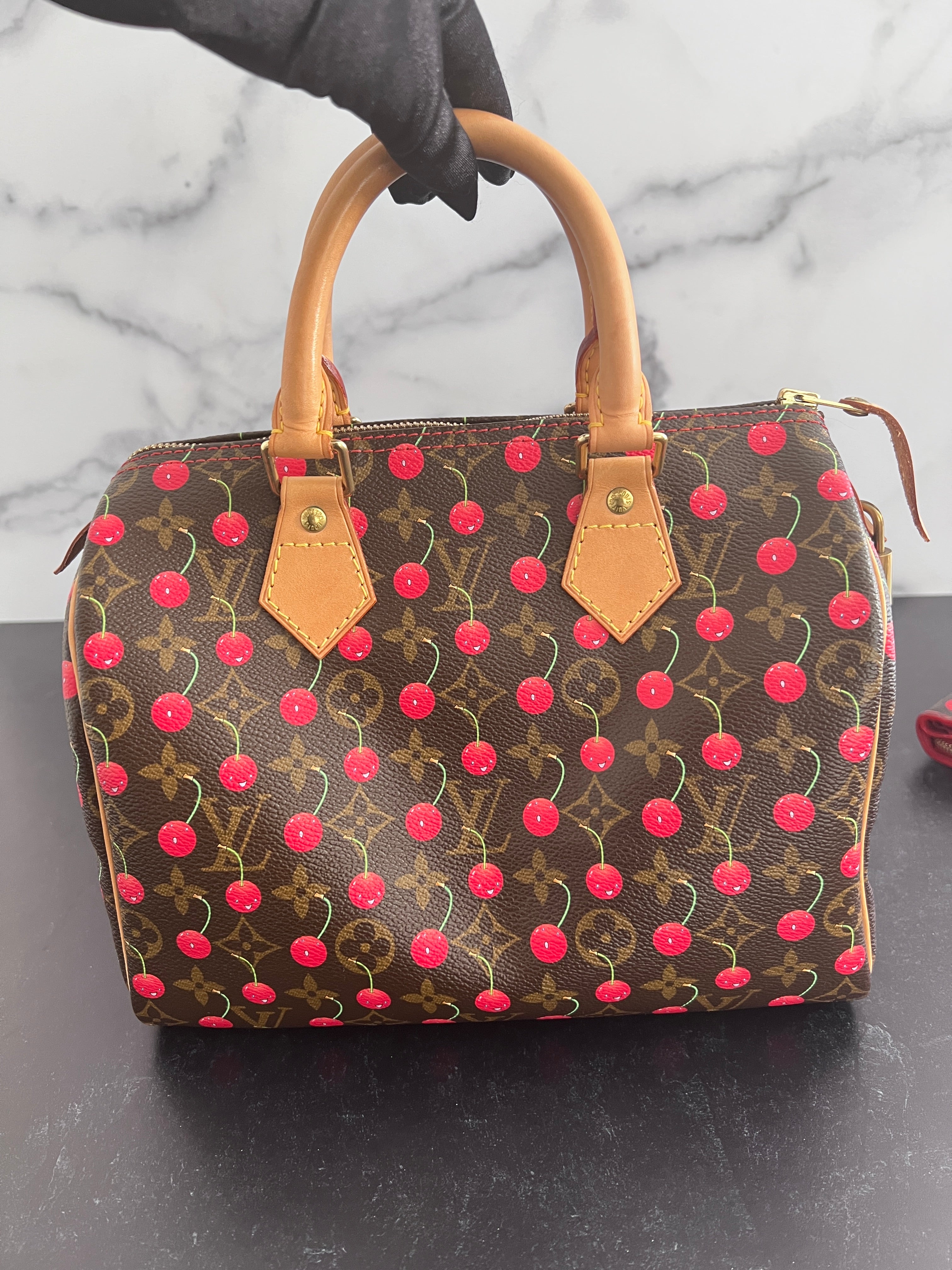 Authentic Louis Vuitton Takashi Murakami Cerises Cherry Speedy 25 Handbag - Limited Edition Designer Shoulder Bag for Women, Perfect for Travel, Work & Everyday Luxury Fashion Accessory
