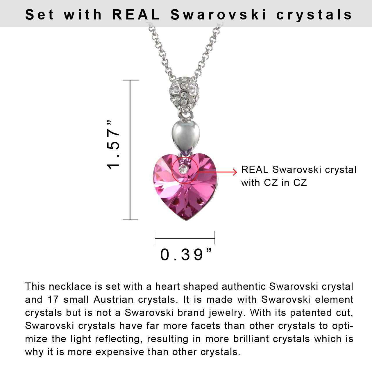 Sparkling Dahlia Heart Necklace & Earrings Set - Pink Crystal Jewelry for Party & Date