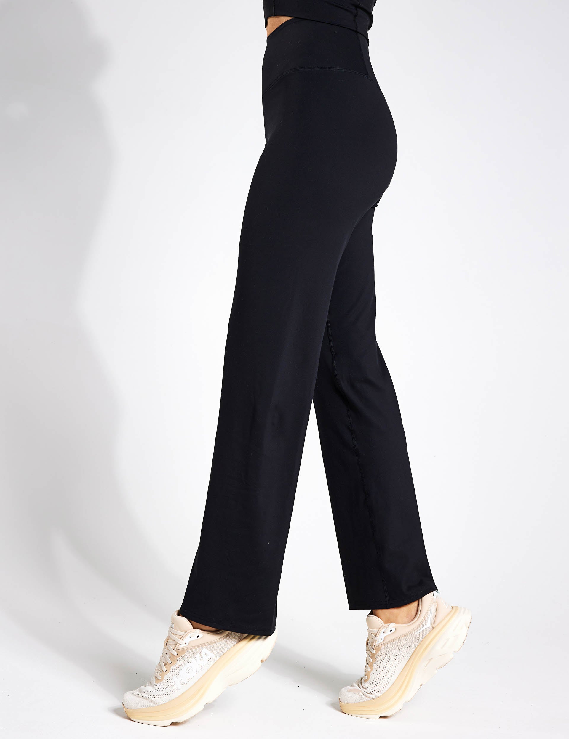 Straight Leg Yoga Joggers for Women - Stretchy Black Workout Pants for Yoga, Running & Lounge Wear - Comfortable High Waisted Athleisure Pants