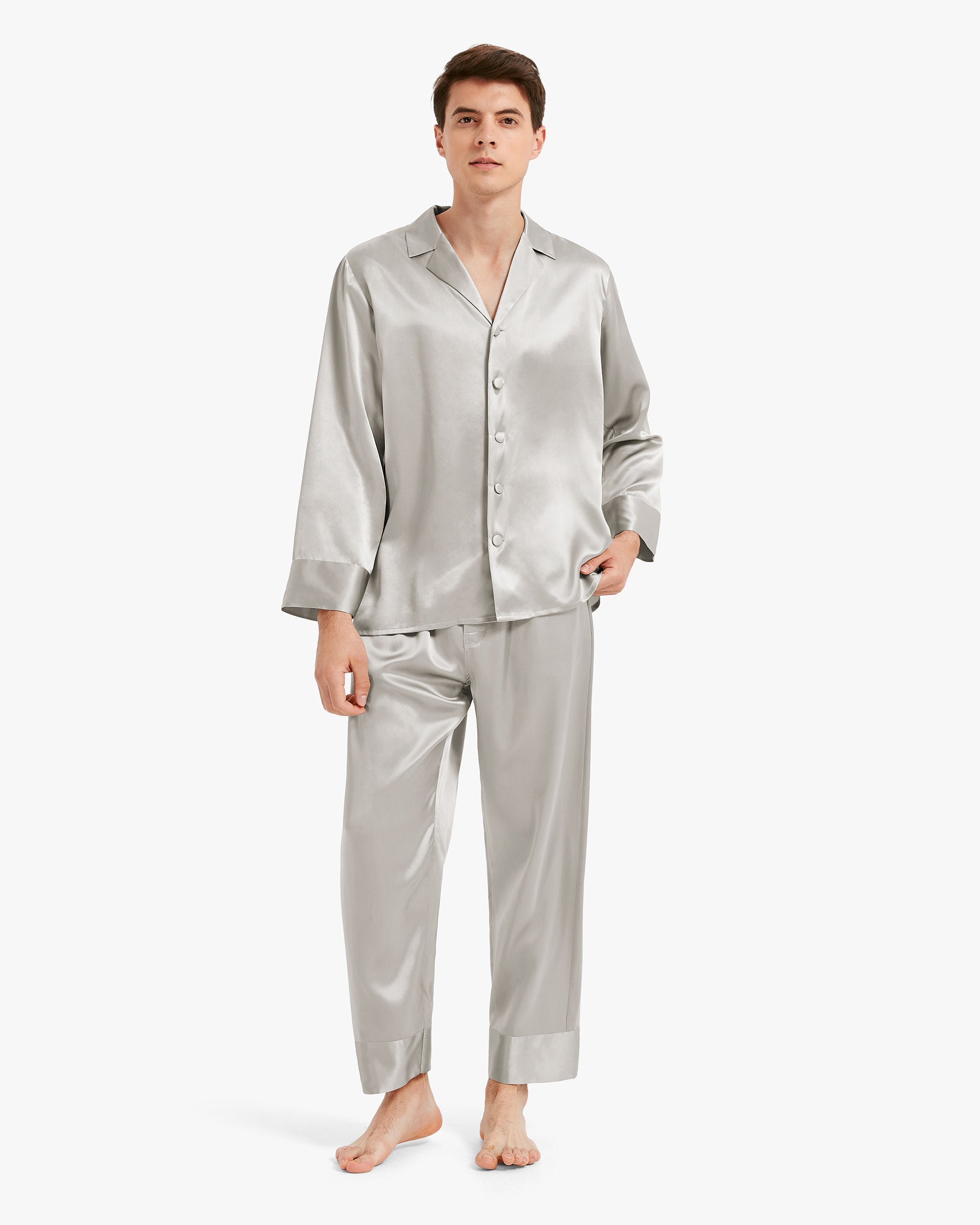 Men's Classic Silk Pajama Set - Soft & Breathable Sleepwear for Lounge & Travel - Premium Comfort for Home, Hotel & Vacation
