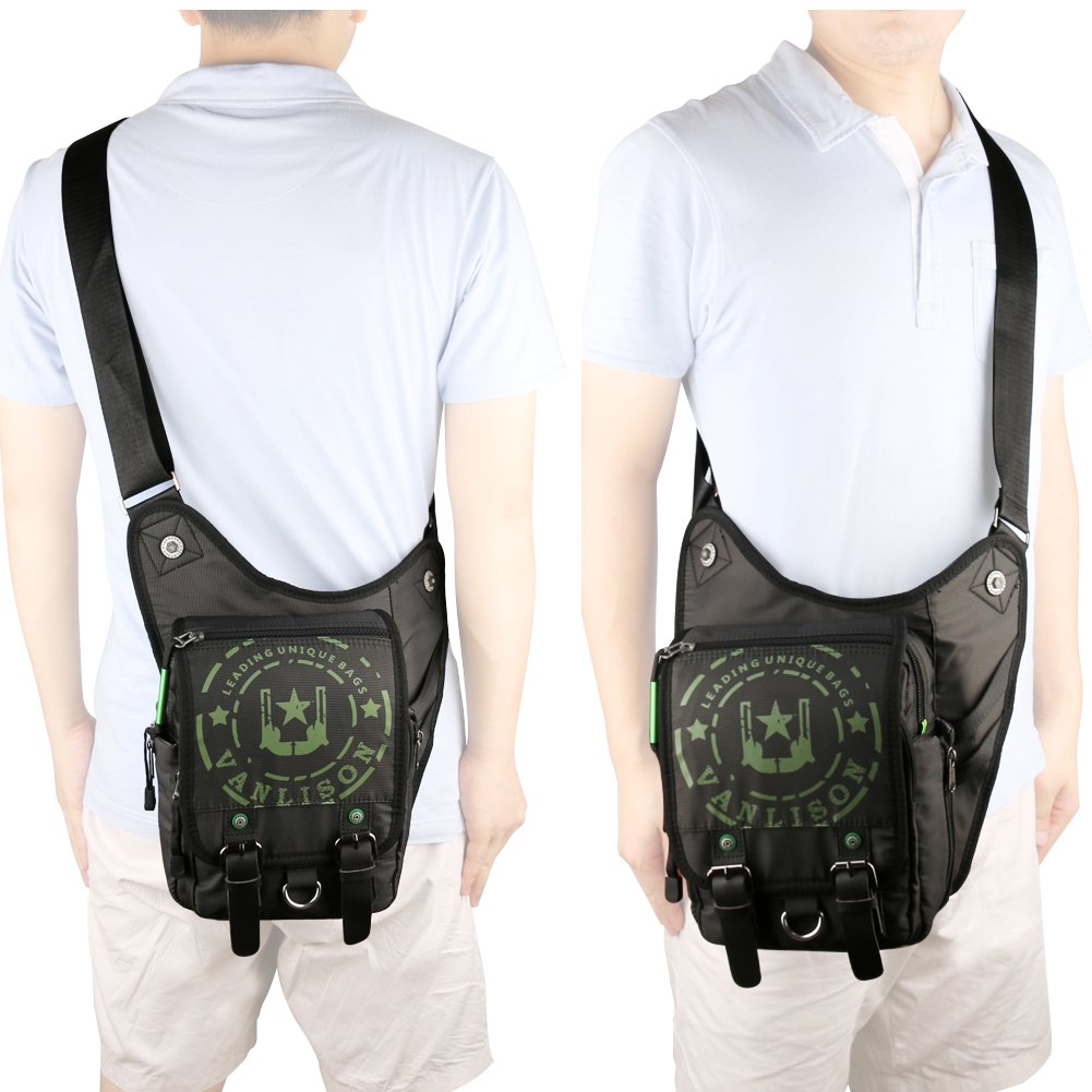Men's Black Crossbody Messenger Shoulder Bag - Durable Satchel for Work, Travel & Everyday Use