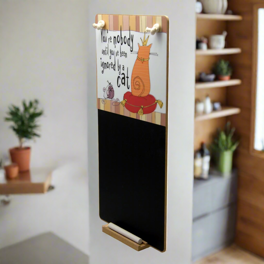Funny Cat Themed Hanging Chalkboard - Cute Kitchen & Office Message Board | Perfect for Home Decor, Coffee Shops, and Gift Ideas