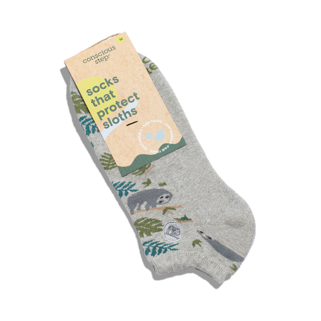 Conscious Step Socks - Eco-Friendly Ankle Socks Supporting Sloth Conservation | Perfect for Hiking, Yoga & Everyday Wear