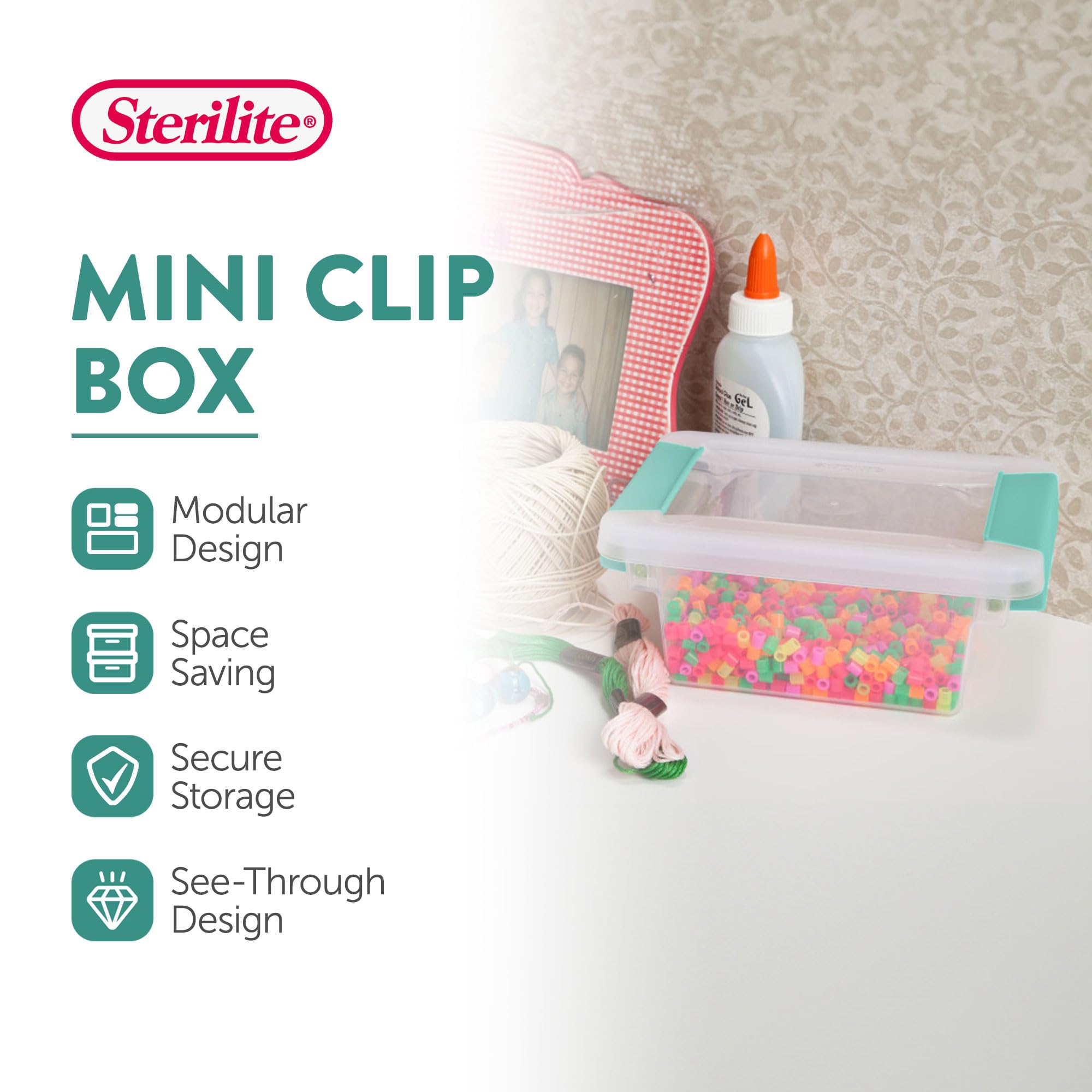 Sterilite 6-Pack Clear Plastic Storage Clip Boxes - Organize Crafts, Office Supplies & Small Items | Perfect for Home, Office & School Organization