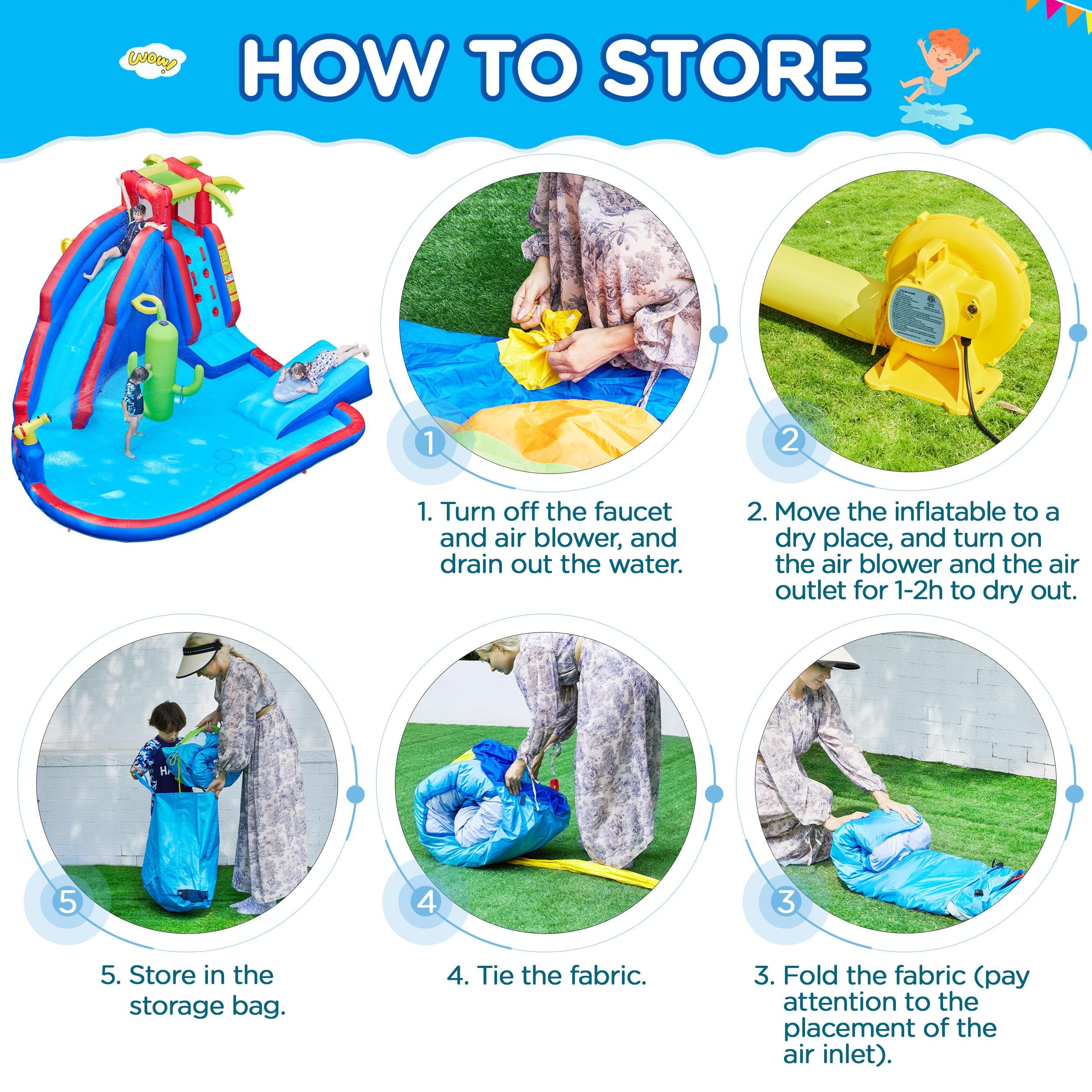 Yaheetech Inflatable Water Slide Park for Kids Ages 3-10 - Outdoor Bounce House with Splash Pool, Water Cannon, Basketball Hoop & Climbing Wall | Summer Backyard Water Play for Parties, Family Fun & Outdoor Activities
