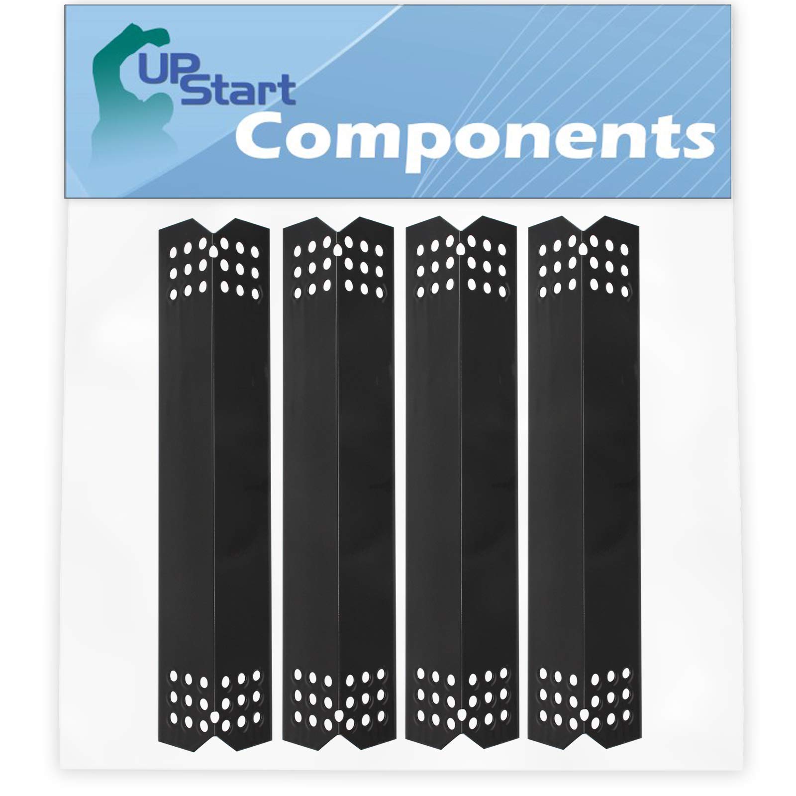 4-Pack BBQ Grill Heat Shield Plate Replacement Parts for Uberhaus 7800003 - Compatible with Porcelain Steel Flame Tamer, Guard, Deflector, Flavorizer Bar - Perfect for Outdoor Grilling, Backyard BBQs, and Camping Cookouts (14 9/16