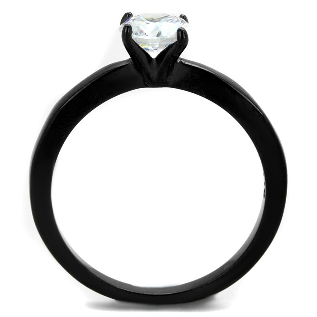 1.05ct AAA CZ Black Stainless Steel Engagement Ring for Women Size 5-10 - Perfect for Weddings & Proposals