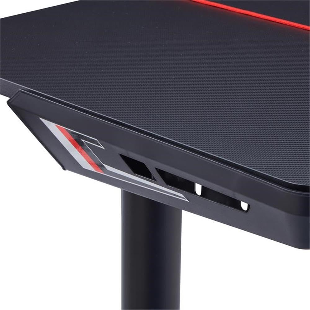 UrbanPro Modern Metal Gaming Desk with Built-in USB Outlets & Power Strip - Black Ergonomic Computer Desk for Home Office & Gaming Setup