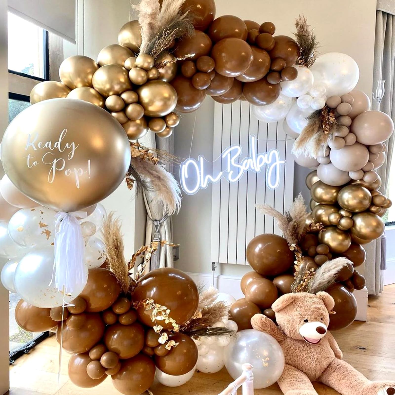 NISOCY 102PCS Brown Balloons Arch Garland Kit - 18In, 12In, 10In, 5In Dark Brown Balloons for Birthday, Wedding, Baby Shower, Jungle & Safari Party Decorations | Perfect for Indoor & Outdoor Events, Photo Backdrops, and Themed Celebrations