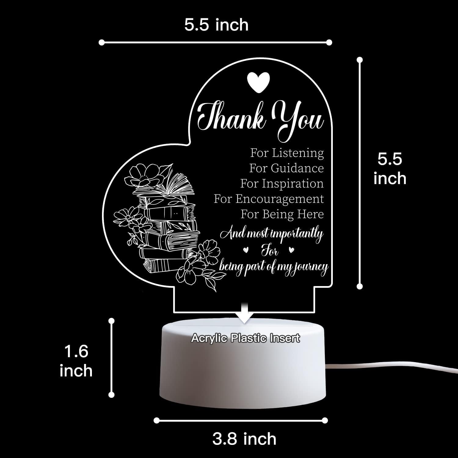 Best Teacher Gifts - Acrylic Night Light for Women | Birthday, Retirement & Thank You Presents for Classroom & Home