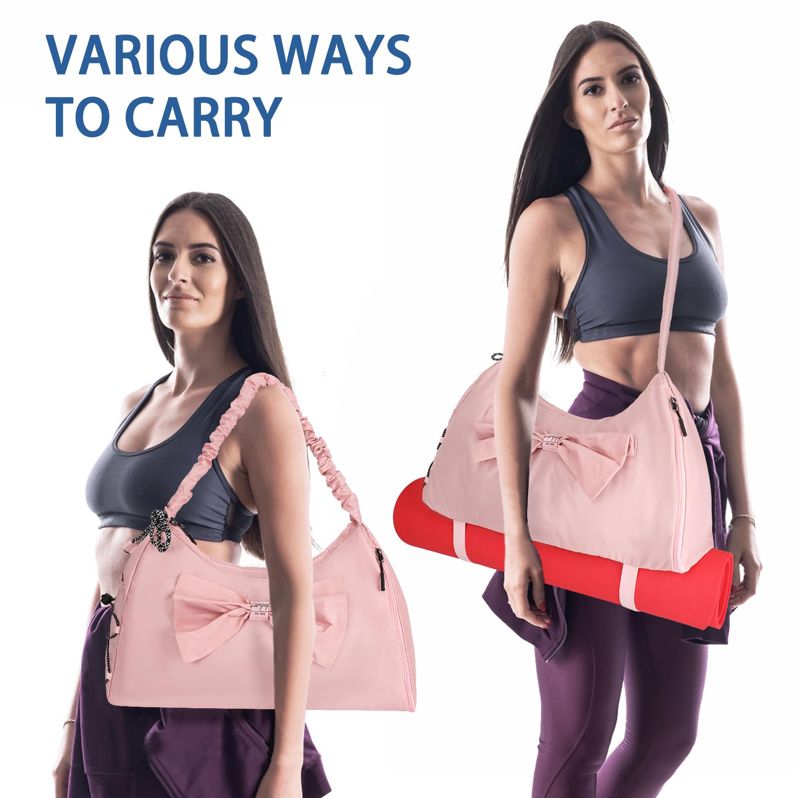 Women's Gym Bag with Yoga Mat Compartment - Waterproof Travel Duffle Bag with Shoe Storage & Wet Pocket | Foldable Weekender Overnight Bag for Yoga, Pilates, Swimming, Gym & Airplane Travel | Perfect for Fitness Enthusiasts & Active Lifestyles