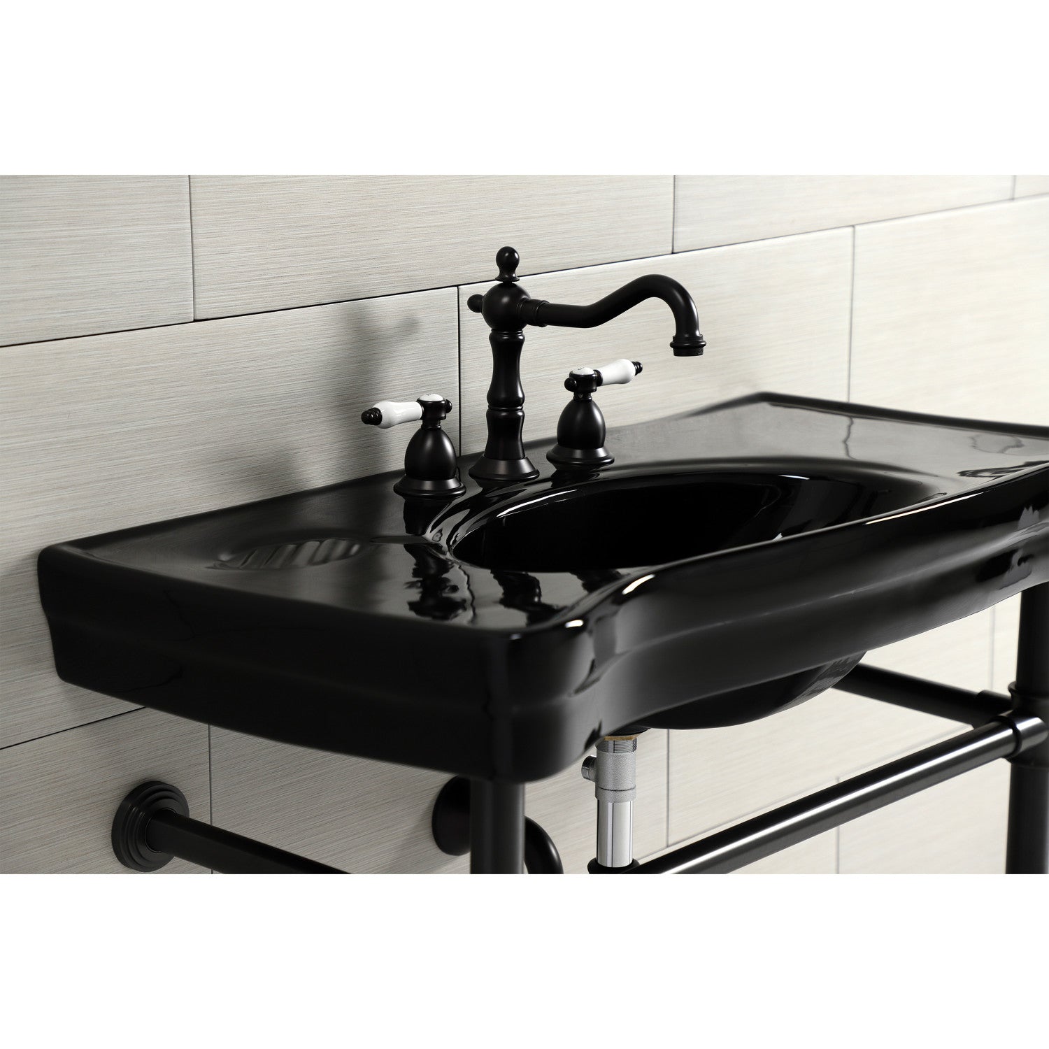 Bel Air KS1975BPL Oil Rubbed Bronze Widespread Bathroom Faucet - 2-Handle 3-Hole Deck Mount Sink Faucet with Brass Pop-Up Drain - Perfect for Modern Bathroom Vanities and Powder Rooms