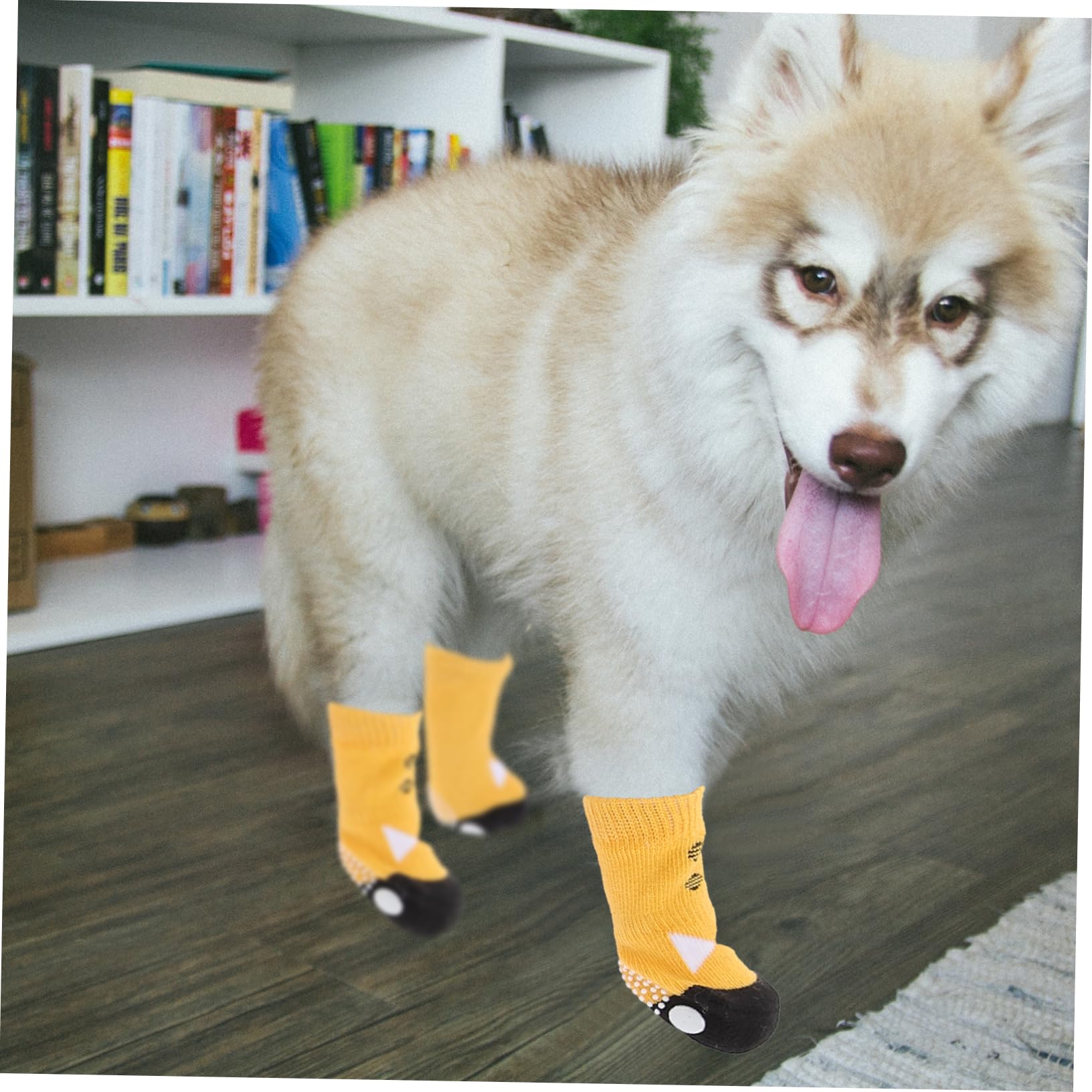 Balacoo 4Pcs Pet Paw Protector Socks - Non-Slip Dog Socks for Small Dogs & Cats, Soft Cotton Puppy Booties for Indoor/Outdoor Use, Perfect for Hardwood Floors & Winter Protection
