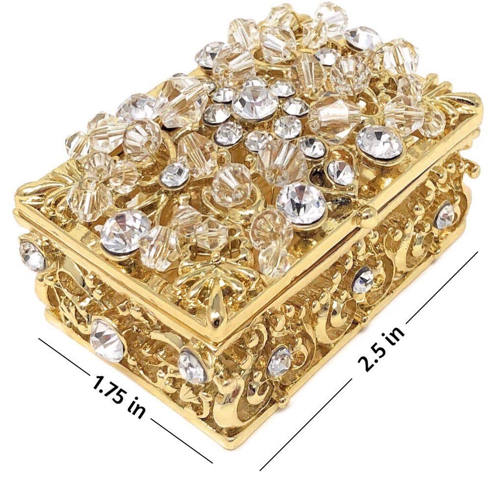 Wedding Unity Coins Keepsake Box with Rhinestones - Gold for Wedding Ceremonies