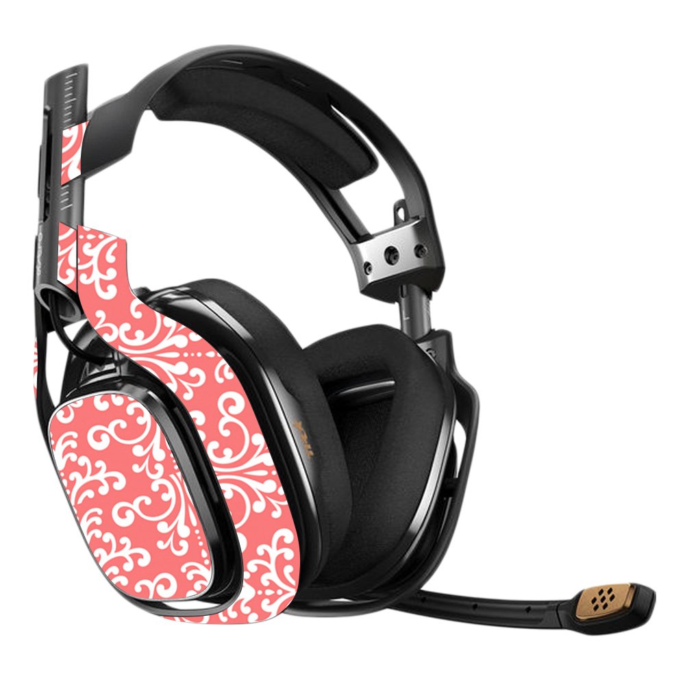 MightySkins Vinyl Decal Wrap Cover for Astro A40 3rd Gen Gaming Headset - Coral Damask Design | Protective, Durable & Customizable Skin | Easy to Apply & Remove | Made in USA | Perfect for Gaming, Streaming & Esports Enthusiasts