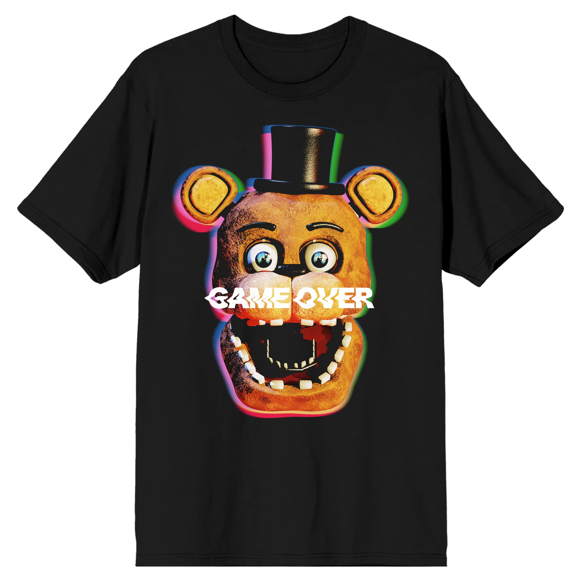 Five Nights at Freddy's Freddy Fazbear Blue Shadow Men's Black T-Shirt | Official FNAF Gaming Merchandise | Perfect for Cosplay, Halloween & Video Game Fans