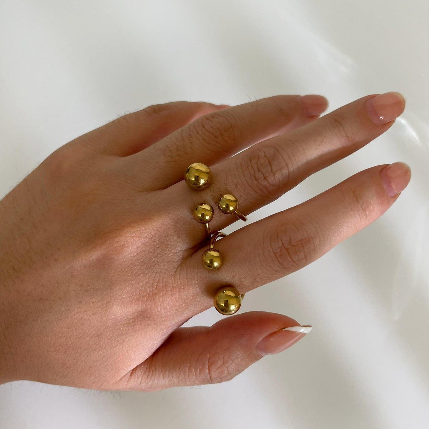 18K Gold Unique Bypass Ball Boom Rings for Women | Elegant Stackable Statement Jewelry | Perfect for Weddings, Parties & Everyday Wear (JDR003)