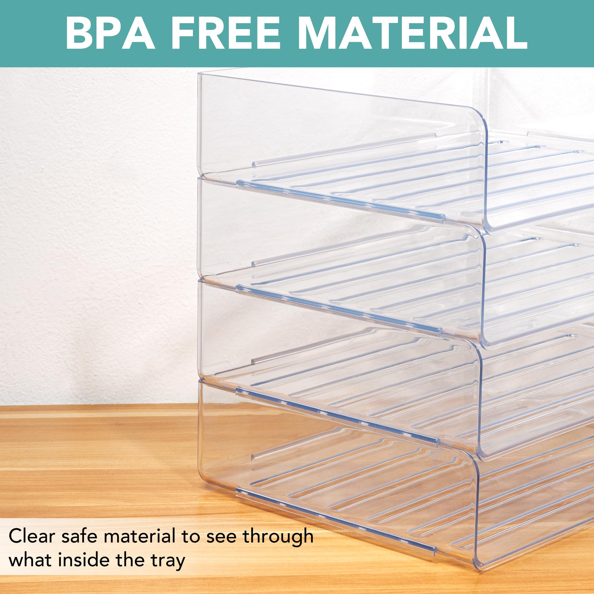 Clear Stackable 4-Tier Desk Organizer - A4 Size Letter Tray for Office, Home & Classroom | Perfect for Documents, Folders, Books & Magazines | Ideal Workspace & Study Organization Solution