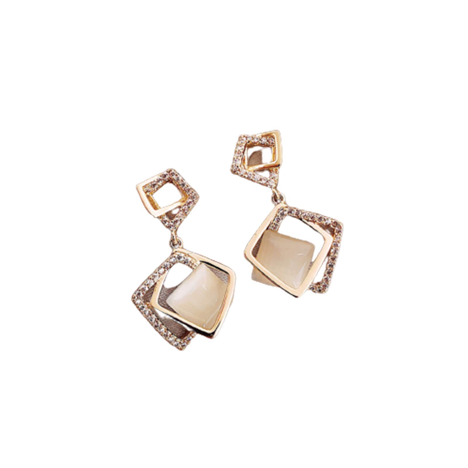 Elegant Silver Plated Rhinestone Geometric Dangle Earrings for Women & Girls - Perfect for Dating, Parties & Special Occasions