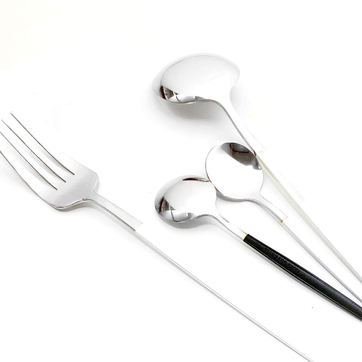 40-Piece 18/10 Stainless Steel Silverware Set - Mirror Polished Cutlery Flatware with White Handles (Forks, Spoons, Knives) - Durable & Reusable for Family Dining, Restaurants, Weddings & Everyday Use (Service for 10)
