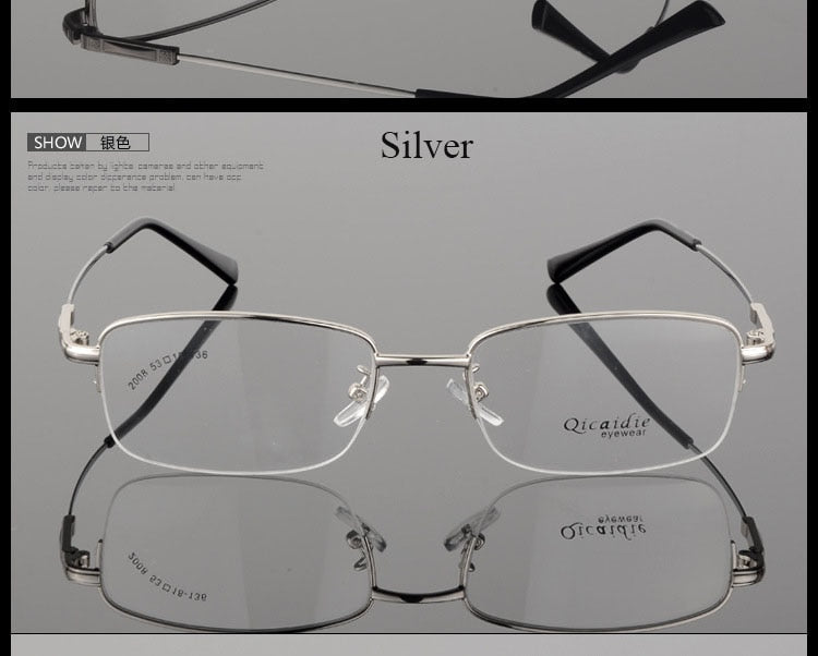 Bclear Men's Semi-Rim Square Alloy Eyeglasses - Lightweight Metal Frame Glasses for Men - Perfect for Office, Reading & Everyday Use (2008 Collection)
