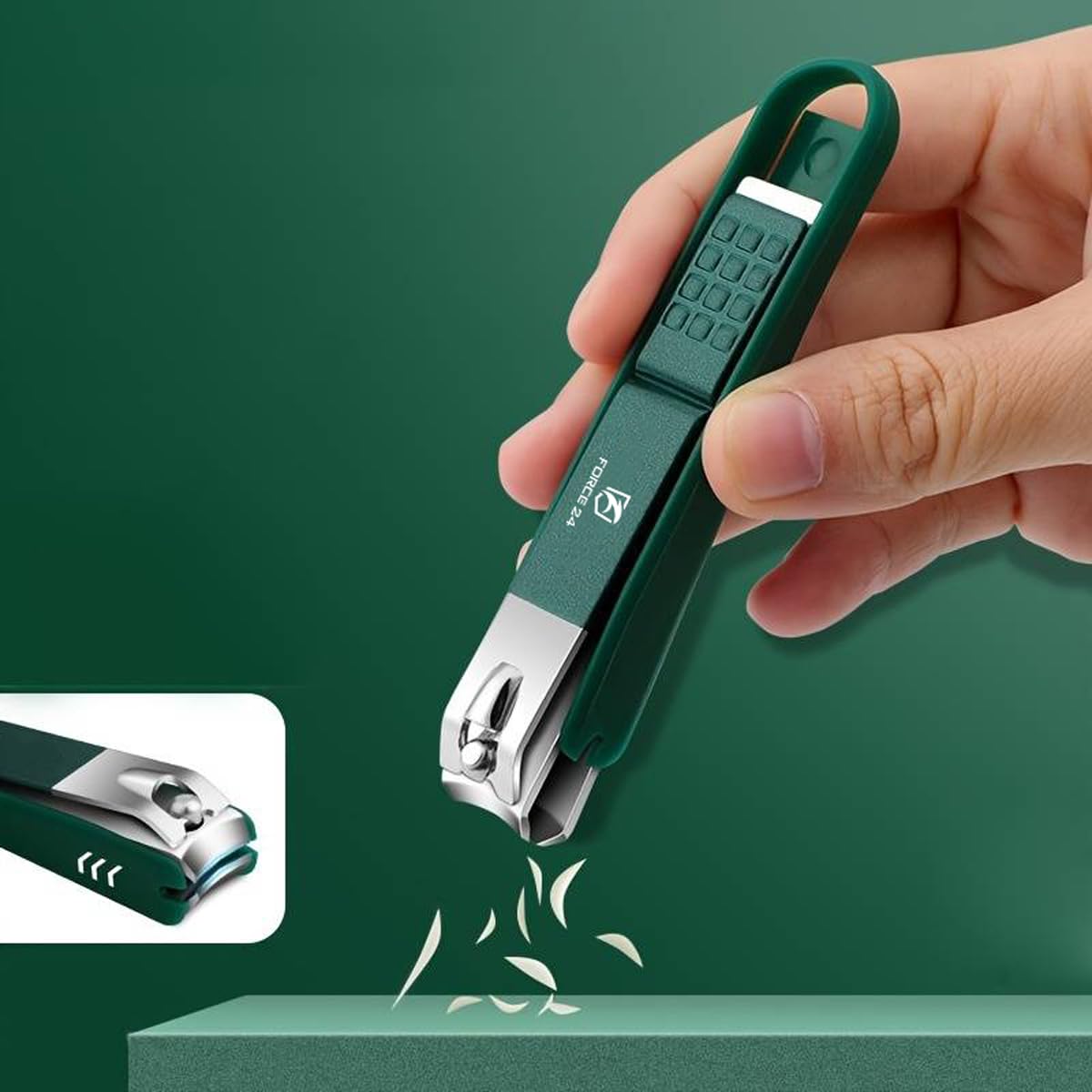 **Force24 Ultra Sharp Nail Clipper Set - 4-Piece Professional Fingernail & Toenail Clippers with Glass File for Men & Women - Perfect for Thick Nails & Travel (Green Set with Box)**    *Ideal for home grooming, travel, salon use, and thick nail care.*