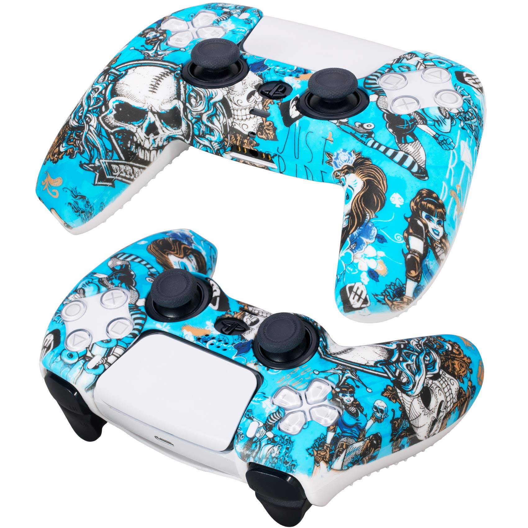 9CDeer 1 x Thick Silicone Protective Cover Skin + 10 Thumb Grips for Playstation 5 / PS5 / Dualsense Controller - Anti-Slip, Scratch Resistant for Enhanced Gaming Comfort