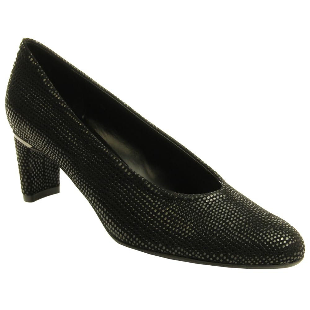 VANELi Women's Glitter Round Toe Block Heel Pumps - Low Heel 1-2 Inch Dress Shoes for Casual Wear & Office - Comfortable Blue Evening Party Shoes