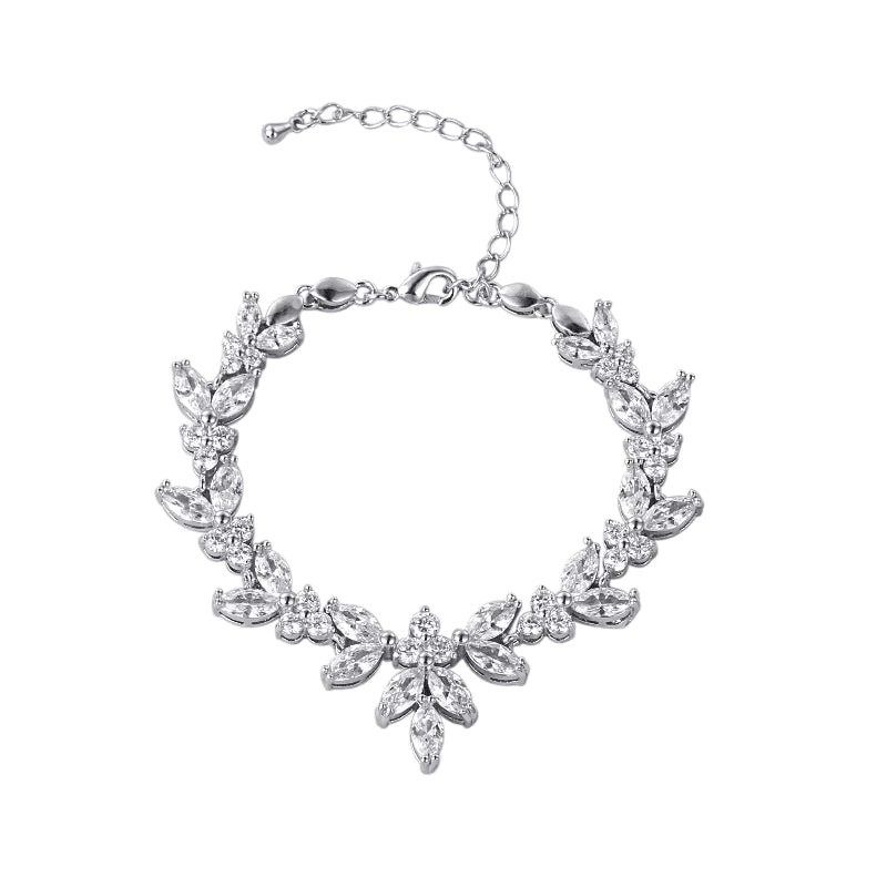 Brides Crystal Jewelry Set - Elegant Necklace, Earrings, Bracelet & Hair Clip (TT101) for Weddings, Prom & Special Occasions