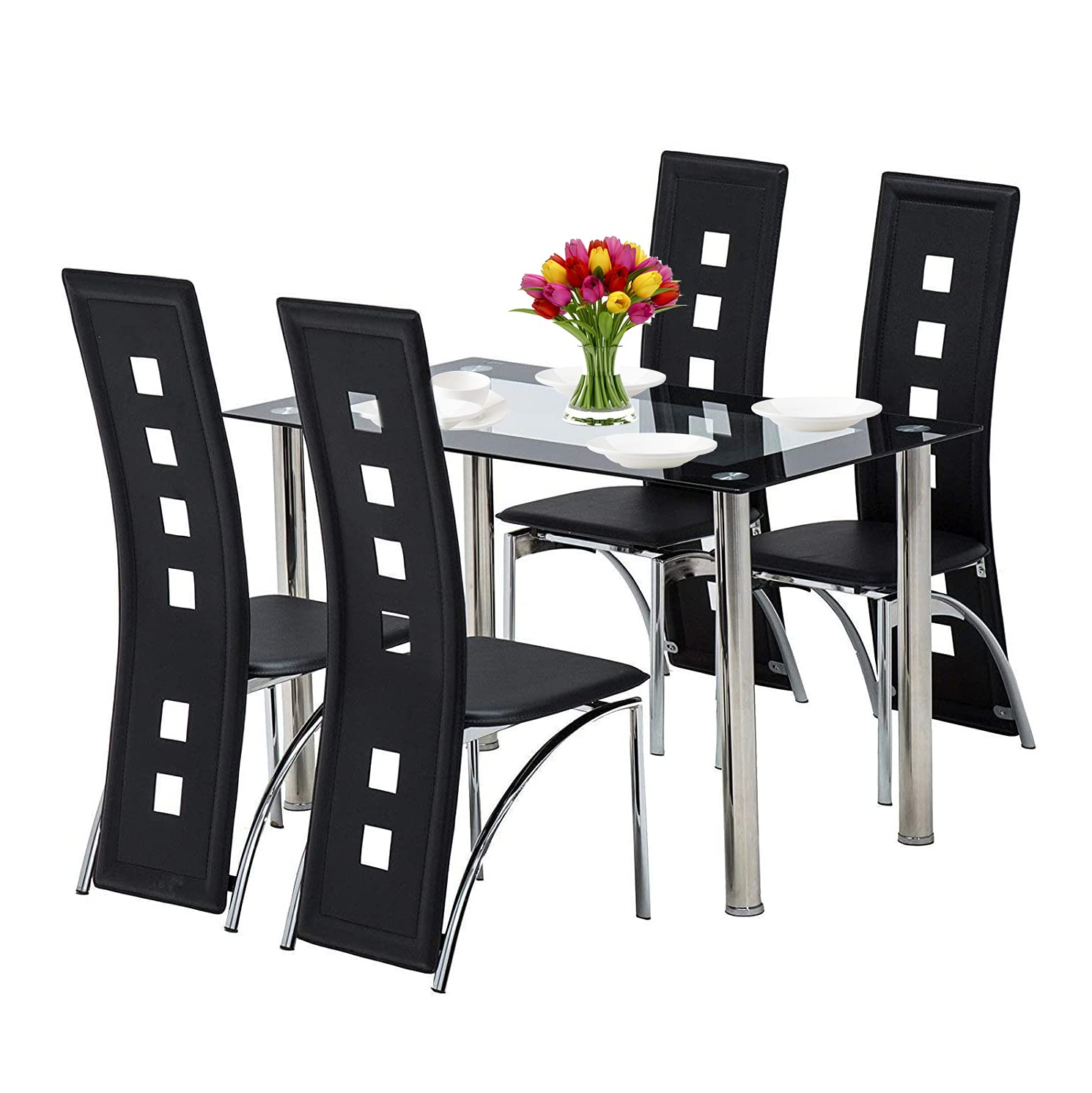 5-Piece Modern Dining Table Set with 43