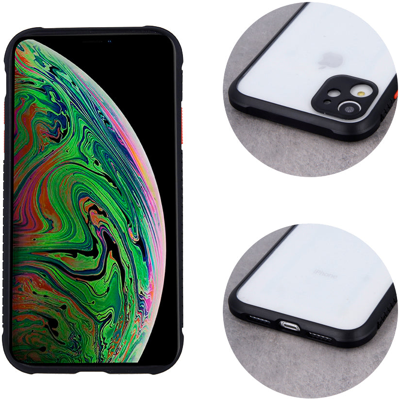 Apple iPhone 8 Hard Shell Case with Colored Buttons - Shockproof Protective Cover - Black - Perfect for Everyday Use, Travel & Outdoor Activities