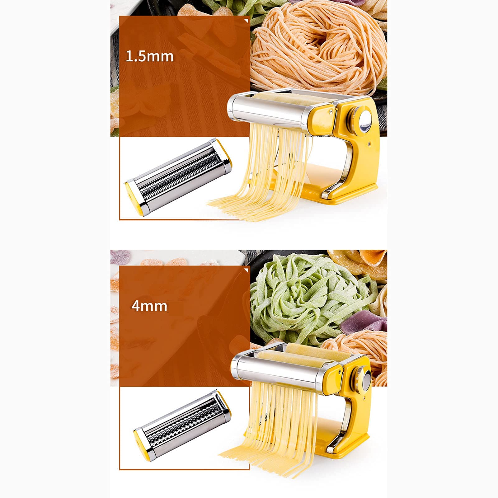 Premium Stainless Steel Pasta Maker Machine with Hand Crank & Clamp - Homemade Spaghetti, Fettuccini & Noodle Dough Maker for Italian Cuisine | Perfect for Home Kitchens & Restaurant Use