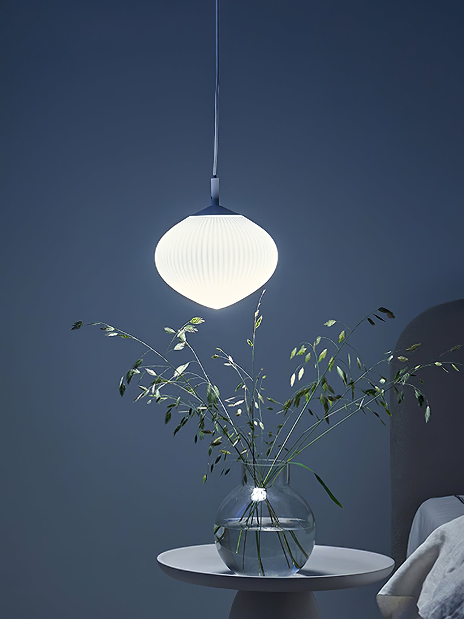 Modern Lamella Pendant Light - Adjustable LED Hanging Fixture for Kitchen Island, Dining Room & Bedroom Lighting - Dimmable Industrial Chandelier with Wooden Slats