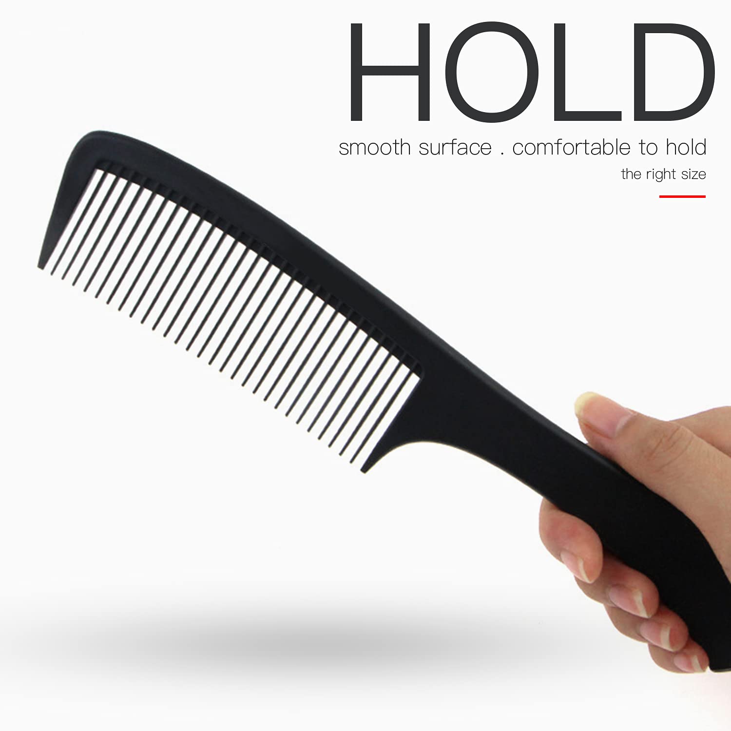 Professional Carbon Fiber Detangling Comb with Round Teeth - Ergonomic Handle for Smooth Hair Styling, Cutting & Barber Use - Perfect Travel Hair Comb for Men & Women - Salon, Home & On-the-Go Grooming Essential