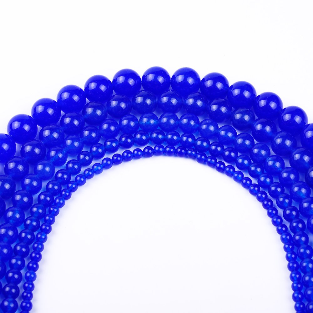 12MM Royal Blue Dyed Jade Natural Stone Beads Bulk for Jewelry Making - DIY Bracelets, Necklaces & Craft Projects