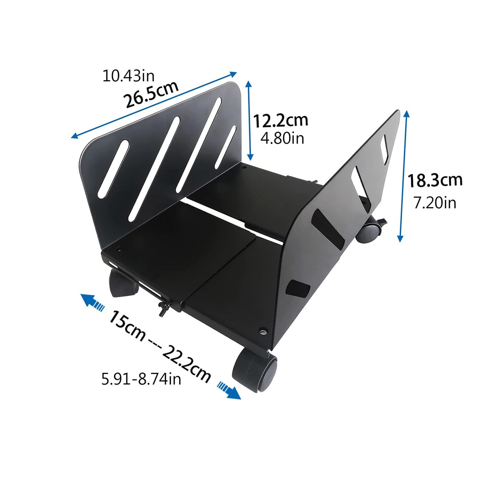TOMYEUS Universal CPU Holder Stand for PC Tower - Mobile Cart with Wheels, Adjustable Desktop Computer Stand Fits All PC Cases (Black) - Perfect for Office, Gaming & Home Workspace Organization