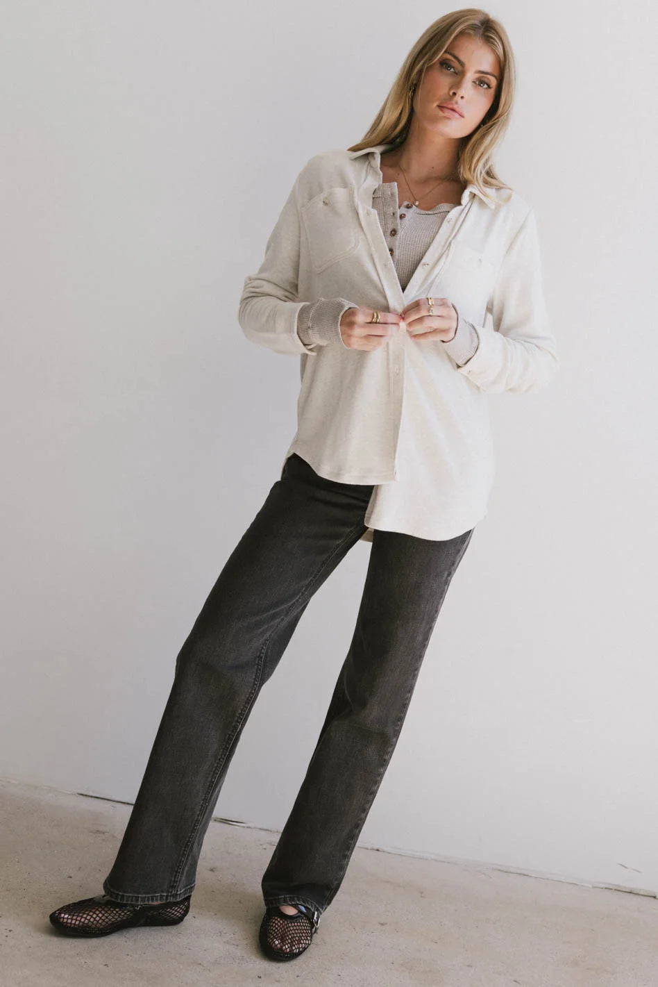 Mada Fleece Button Up Shirt for Men & Women | Soft & Warm Oatmeal Color | Cozy Winter Outfit for Casual Wear & Outdoor Activities