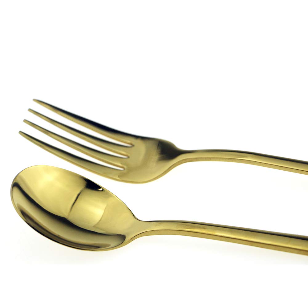 Premium JASHII 20-Piece Mirror Polished Gold Flatware Set - SUS304 Stainless Steel Cutlery Set with Dinner Knives, Forks, Spoons & Salad Utensils for 4 People - Elegant Tableware for Fine Dining, Wedding Gifts & Dinner Parties